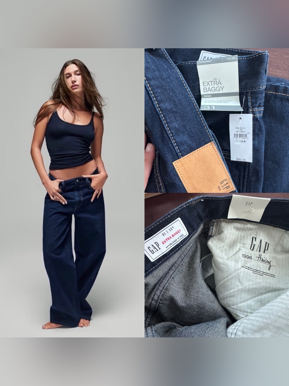 NWT Gap 1996 The Hailey Extra Baggy Jean in Midnight Indigo - Size 31